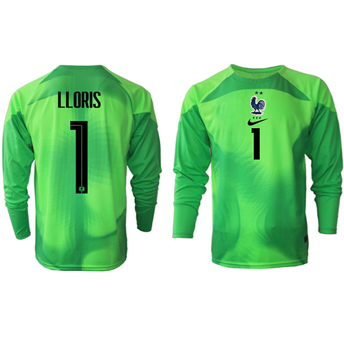 Frankreich Hugo Lloris #1 Torwart Fußballbekleidung Auswärtstrikot WM 2022 Langarm